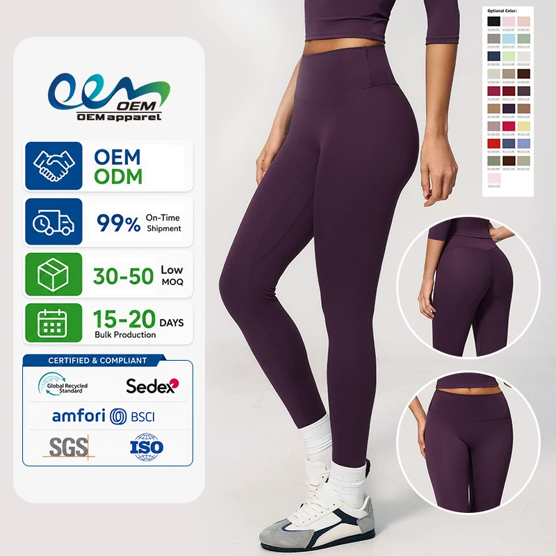 OEM ODM Activewear Factory Custom Logo High Waist Tummy Control Soft Stretch Fitness Yoga High Waist Workout Leggings For Women