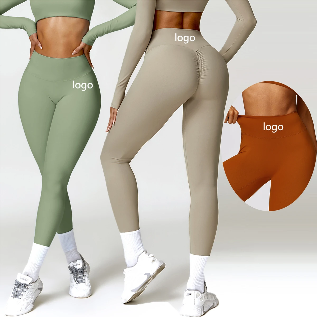 Sport Custom Logo 78% Nylon 22% Spandex Stretch Scrunch Butt GYM Fitness Workout Sportswear Yoga Leggings for Women Clothing