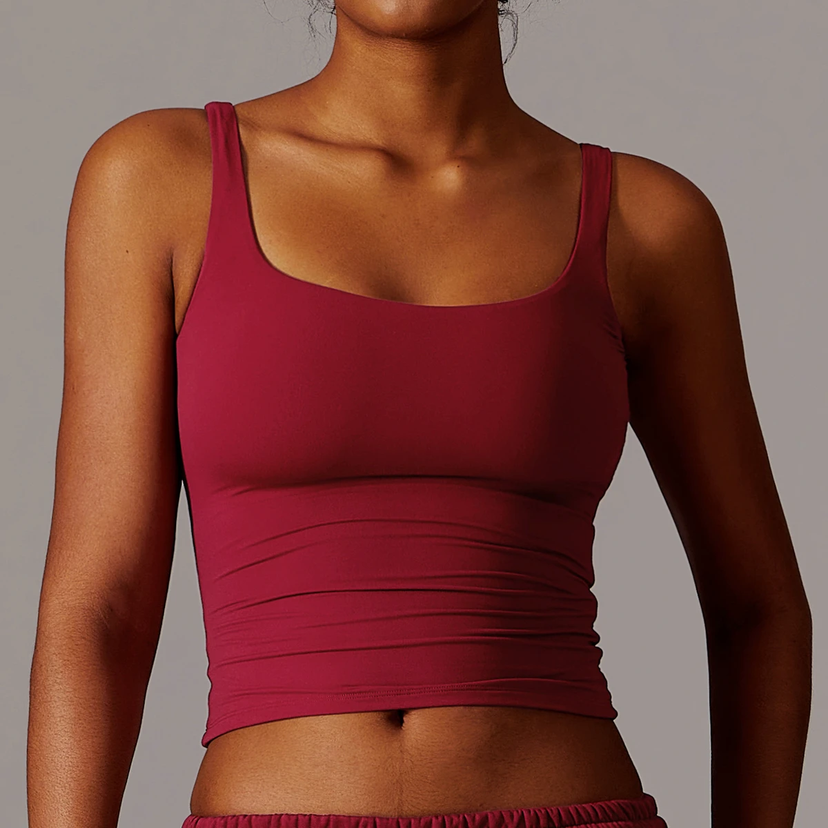 Women's High Support Breathable Sports Bras 5-Pack Square Neck Padded Yoga Camisole with Built-in Pads 5 Colors