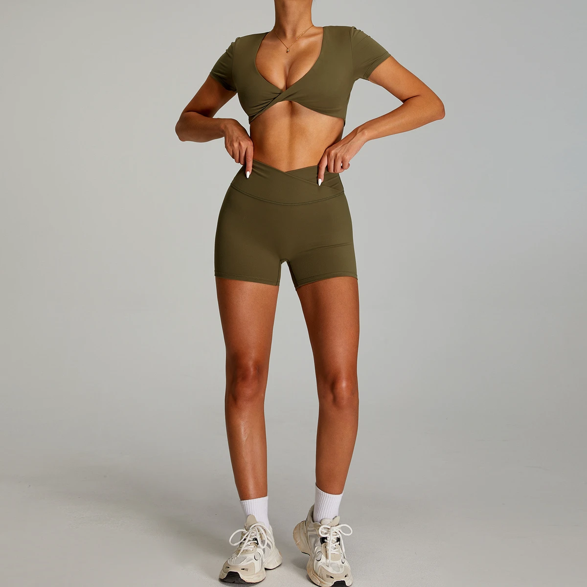 Cross-shaped High Waisted Female Nude Tight Quick Drying Fitness Outdoor High Intensity Yoga Set of High Quality