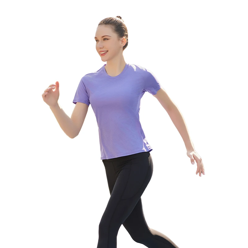 Women's Polyester Breathable Quick Dry T-Shirt Fine Quality Round Neck for Travel Hiking Yoga Personalized Yoga Top