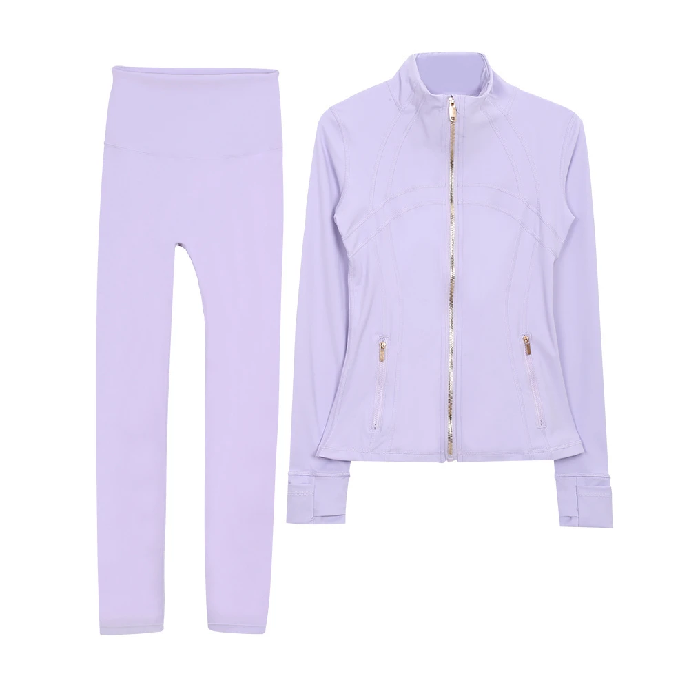 Women's High Quality Buttery Soft Popular Women Long Sleeve Gym Training Fitness Outer Wear Jackets Yoga Leggings Set