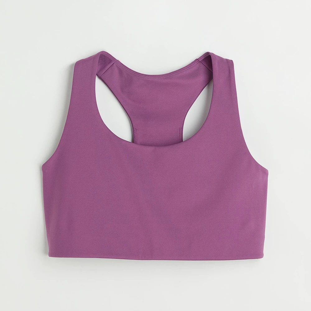 Women Plus Size Solid Color Racerback Sports Bra High Support Breathable Seamless Yoga Activewear Front Logo