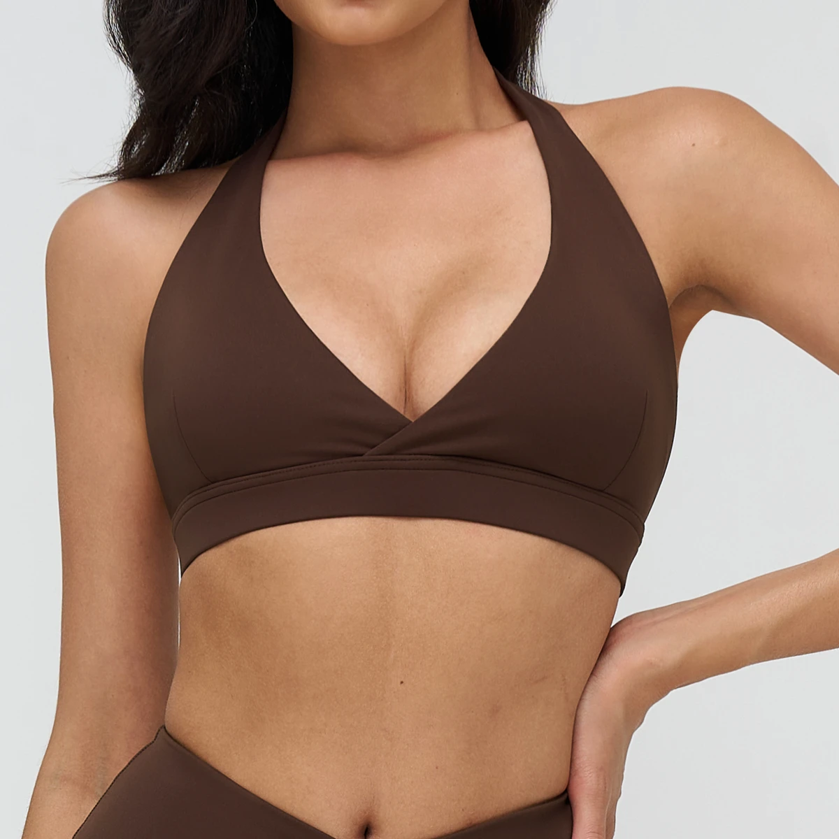 Women's Yoga Sports Bra Breathable Medium Support Strapless Square Neck Eco-Friendly Quick Dry Hollow Front Logo Fitness Running