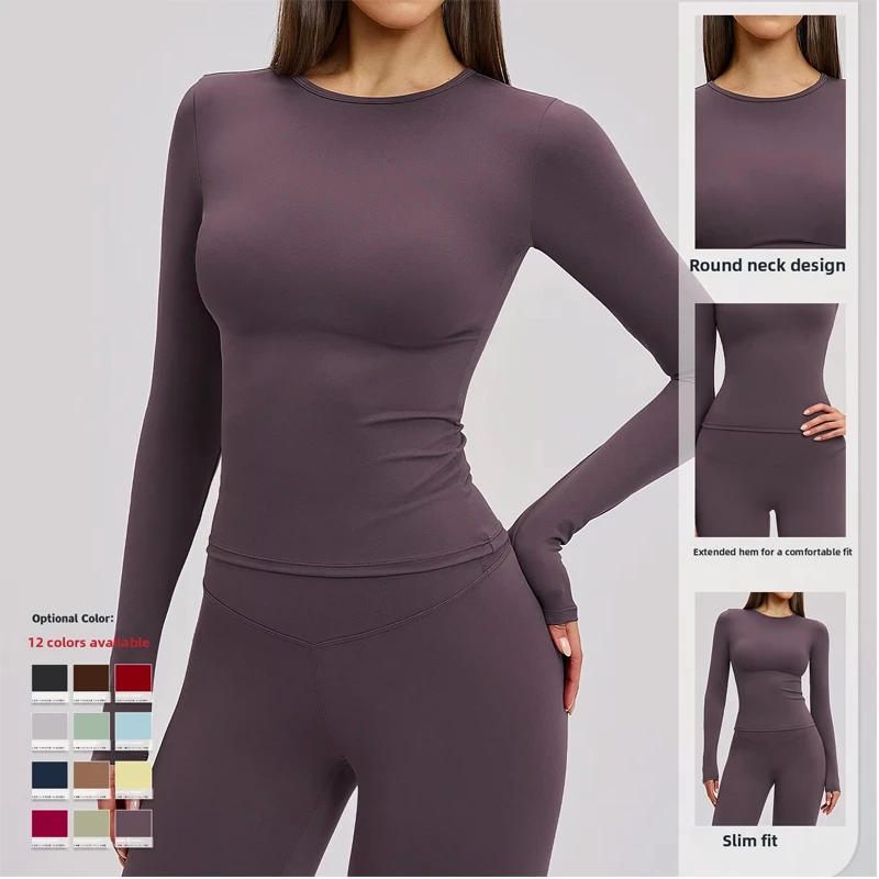 Wholesale Women'S Long Sleeved Breathable Yoga T Shirts High-Intensity Plus Sized Pilates Sports Running Long-Sleeved Yoga Top