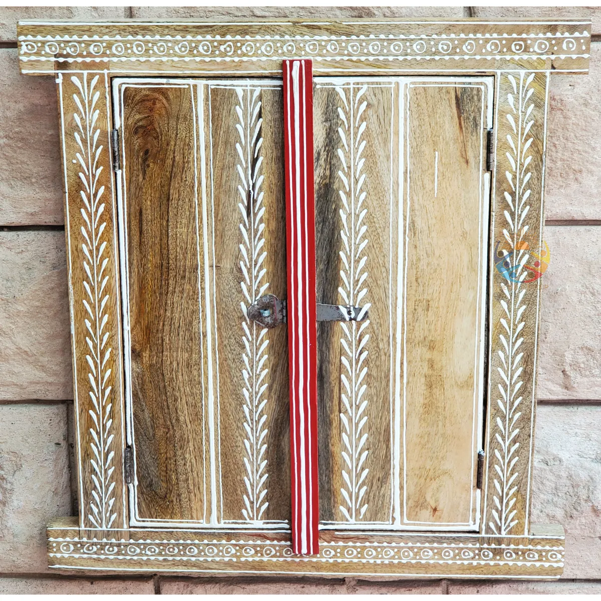 Wholesale Indian Wooden Window Wall Decor Shutters Picture Frame Best Gift for Her or Him Brass Fitting & Embossed Frame