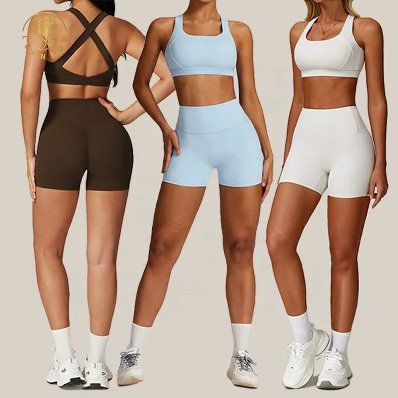 Women's Customized Elastic Waist Yoga Set 2-Piece Spandex/Nylon Plus Size Solid Pattern Front Logo Crew Neck Full Length