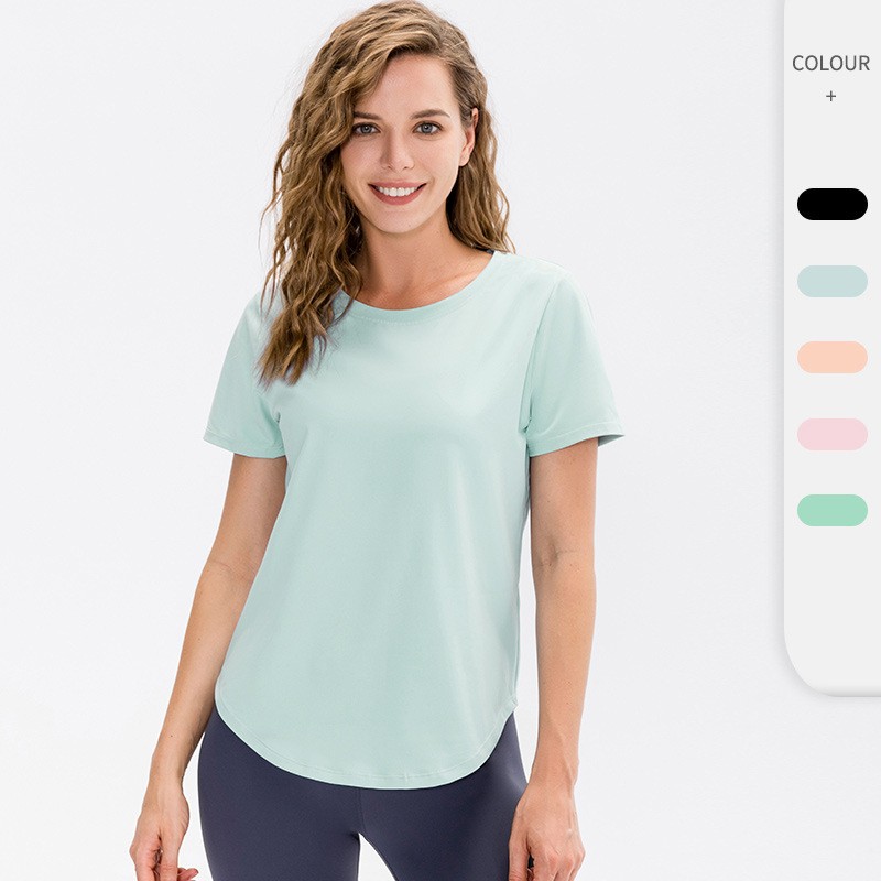 Women's Plus Size Quick-Drying T-Shirt Loose Fit Casual Yoga Top Sports Running Clothing Breathable Fitness with Front Logo