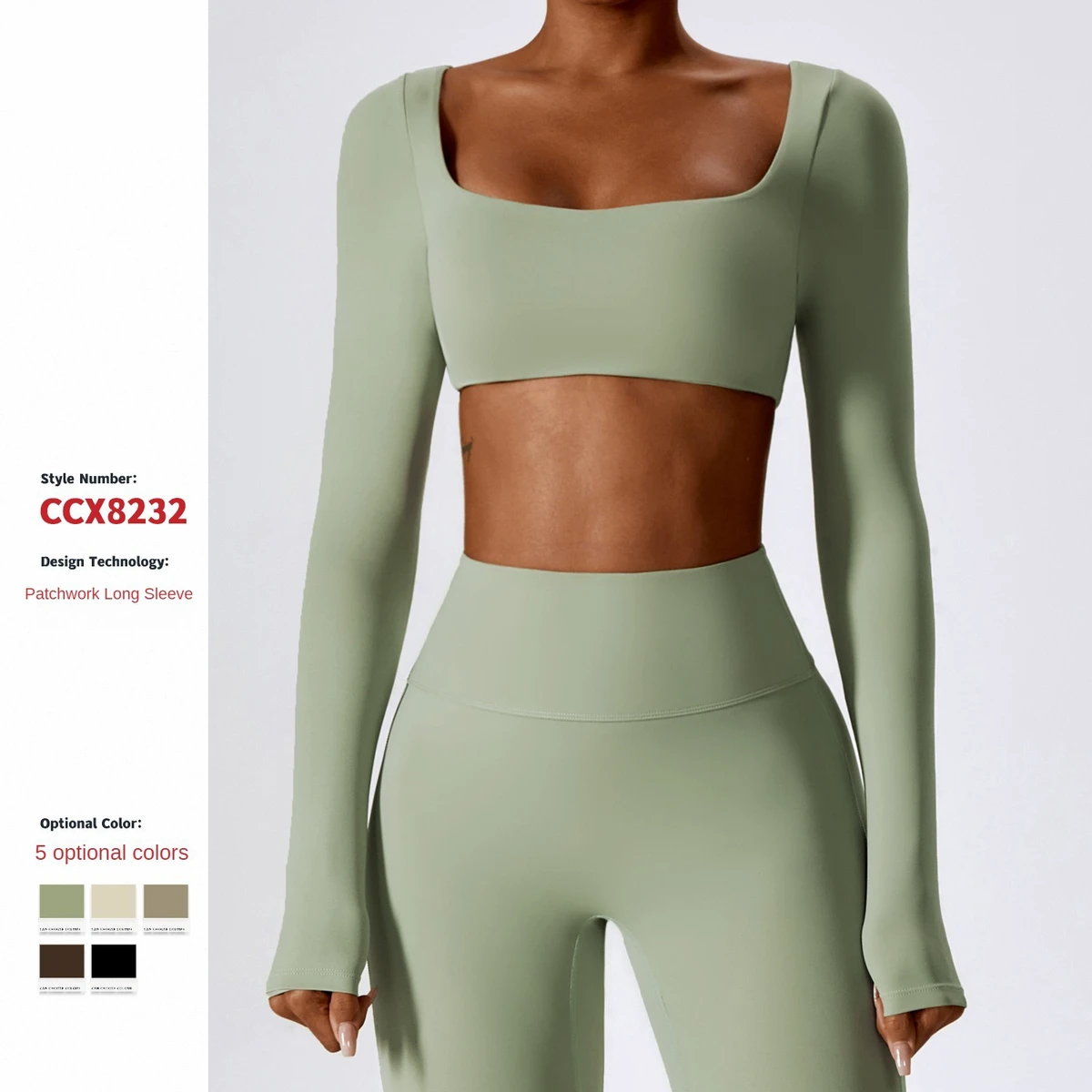 Sexy Nude Long-Sleeved Yoga Clothes Outdoor Running Sports T-shirt Quick-Drying Tight Workout Clothes Top