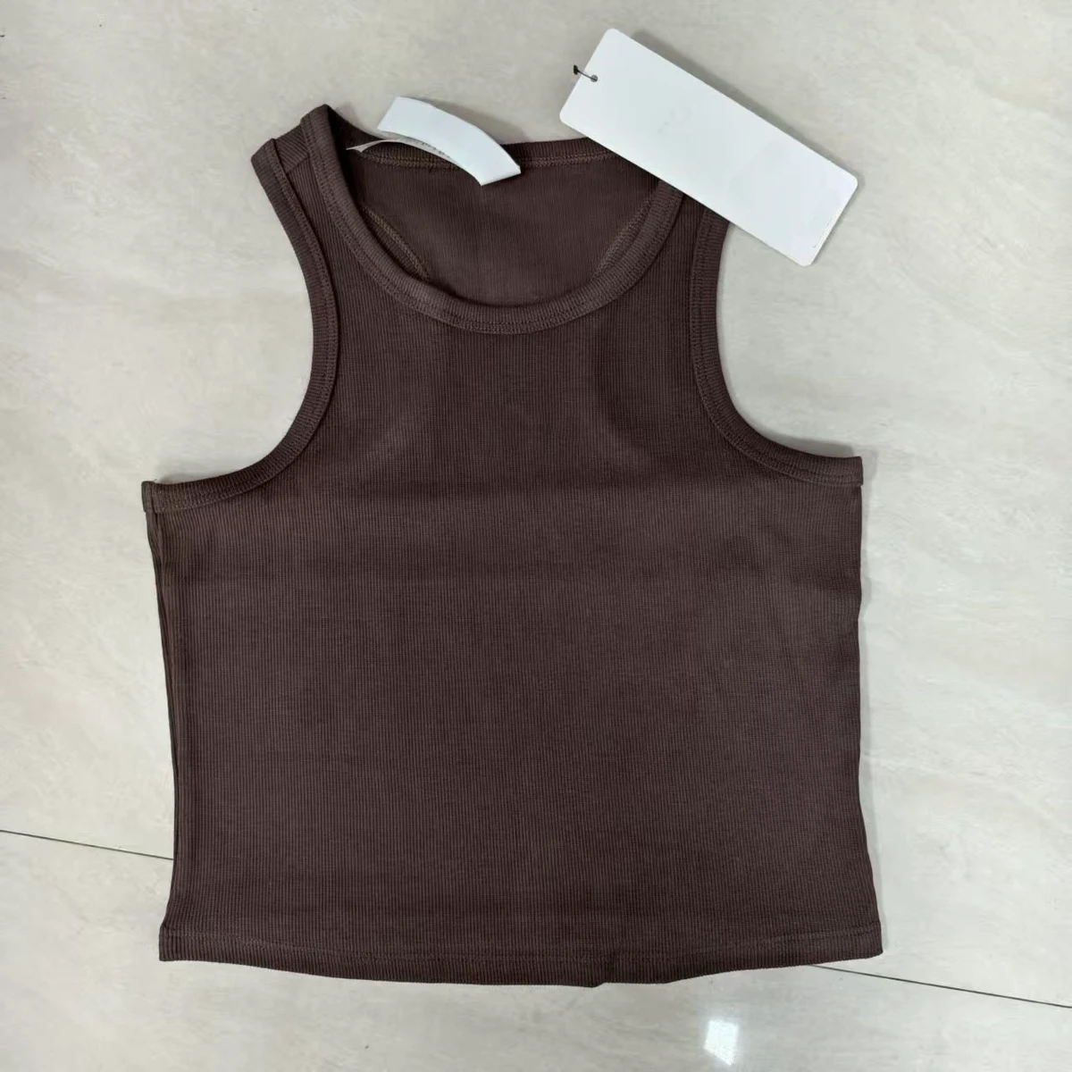 Wholesale Women's 100% Cotton Striped/Solid Elastic Waist Front Ribbed Breathable Eco-Friendly Anti-Bacterial Yoga Tank Top