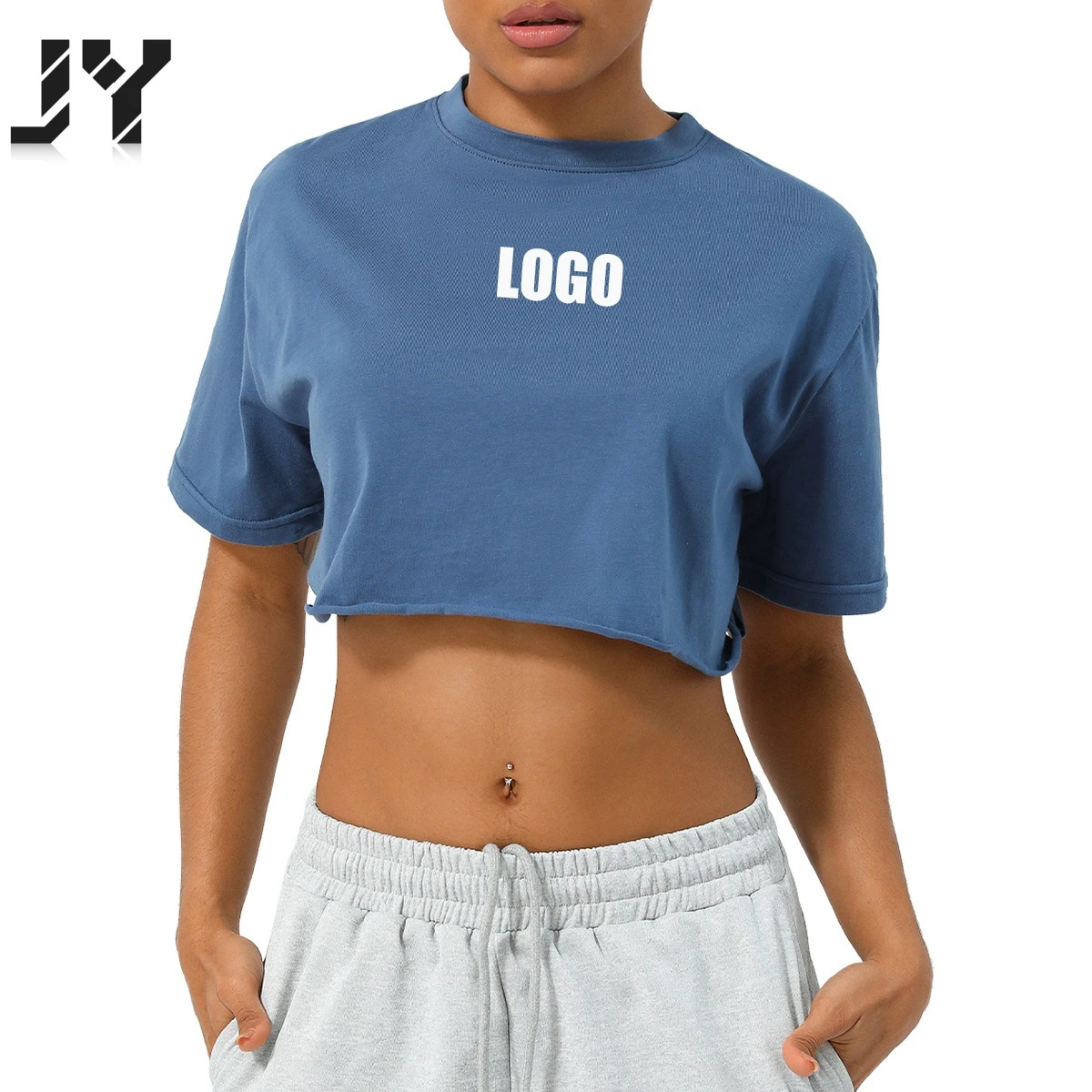 Joyyoung Custom LOGO Women's Spring Summer Breathable 100% Cotton Short-Sleeved Yoga Dance Running Fitness Loose Sports T-Shirt