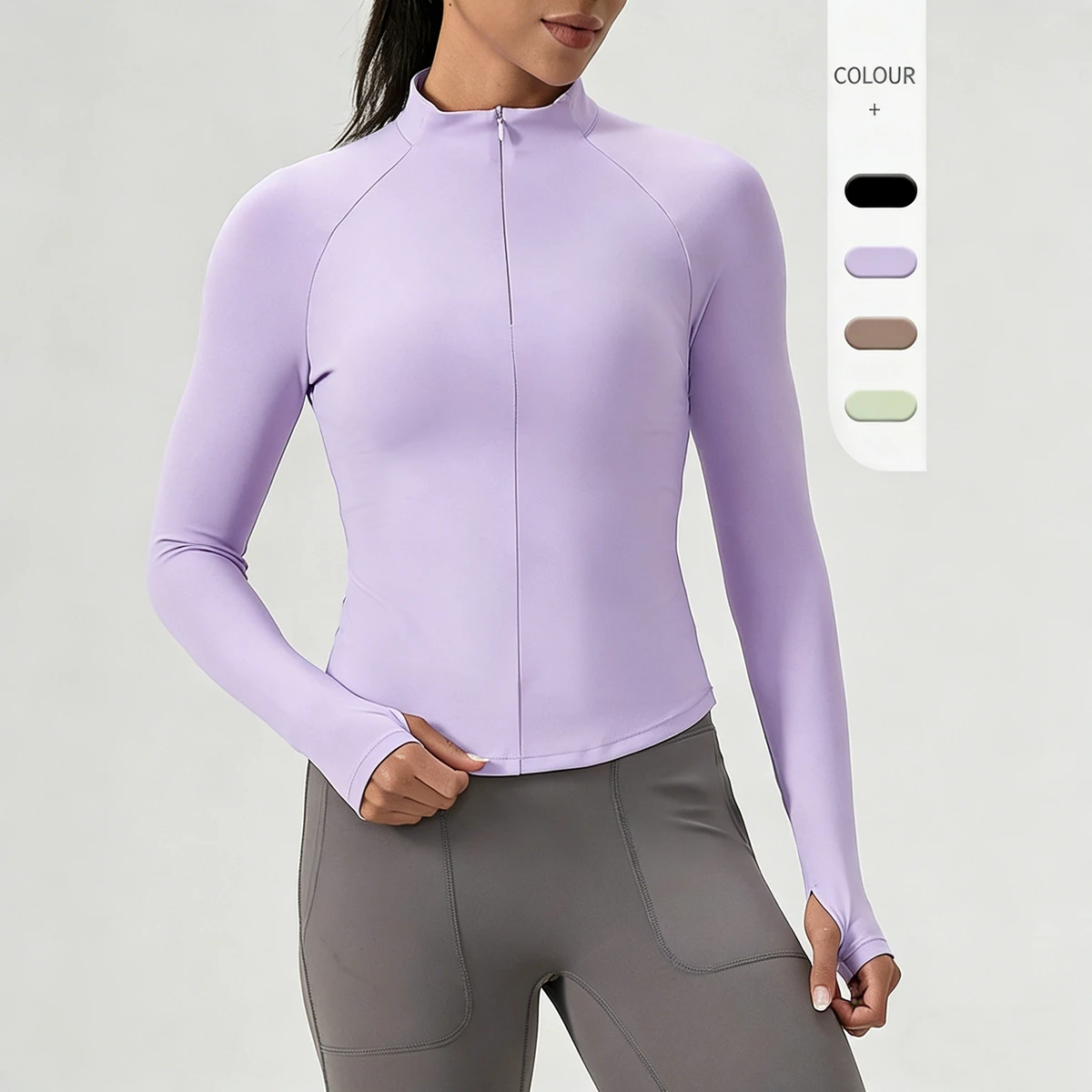 Yutuo Custom Women's Half Zip Yoga Sports Fitness Top Breathable for Long Sleeve Stand Collar Quick-Drying Tight Fit Running