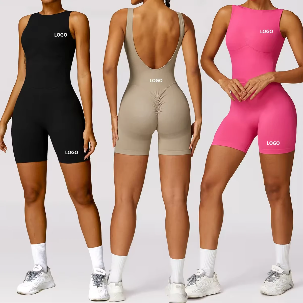 Women's Gym Fitness Backless Yoga Sports Jumpsuit-High Strength Workout Wear Quick Dry Sweat-Wicking Breathable Spandex/Nylon