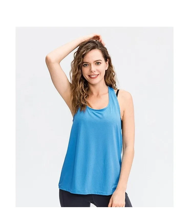Custom Sexy Loose Breathable Eco-Friendly Summer Women's Sports Tank Top Cotton Bamboo Fabric Yoga Gym Fitness Sleeveless Custom