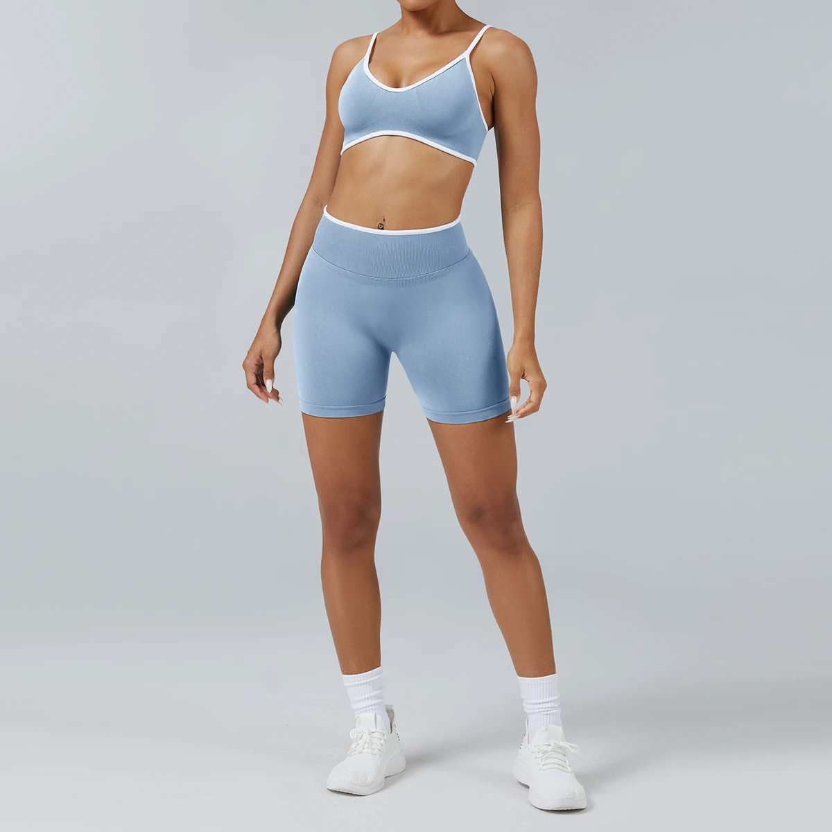 Women's High Elastic Yoga Suit Detachable Chest Pad Peach Hip Shorts Solid Seamless Lightweight Breathable Plus Size Front