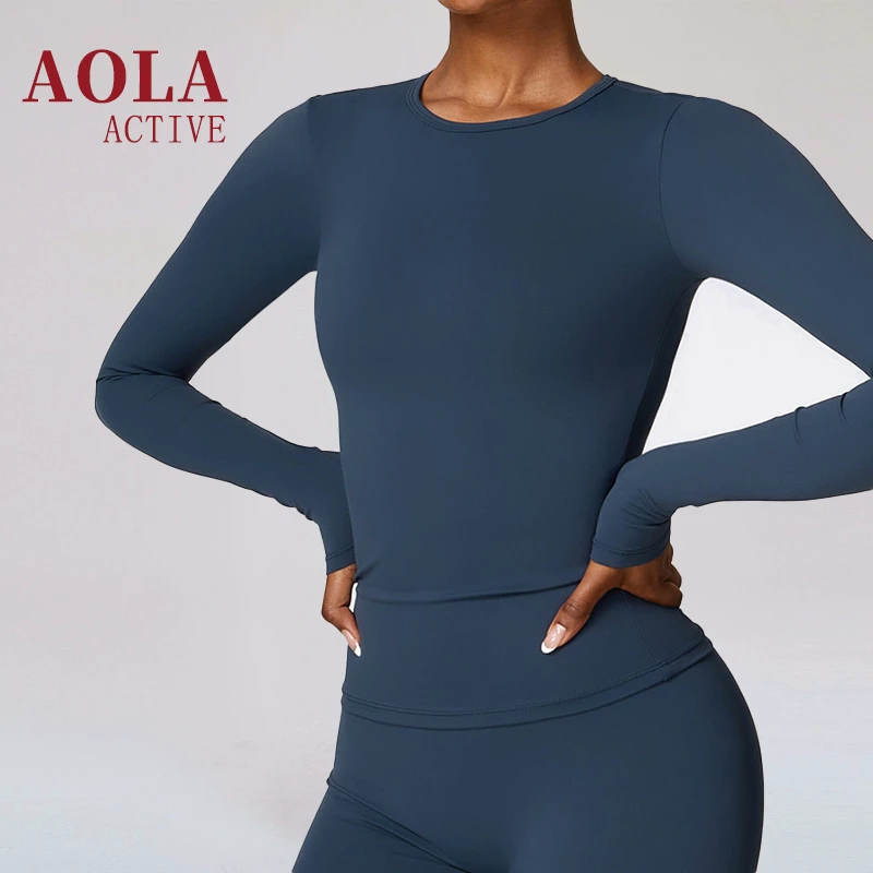 2026 AOLA Women's Long Sleeve Yoga Top Custom Breathable Casual Sports Yoga Workout Wear Gym Fitness Top