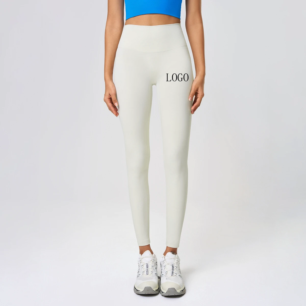 Women's High Waist Yoga Leggings Fitness Pants with Elastic Breathable Hip Tight Solid Color Custom Logo New Wholesale
