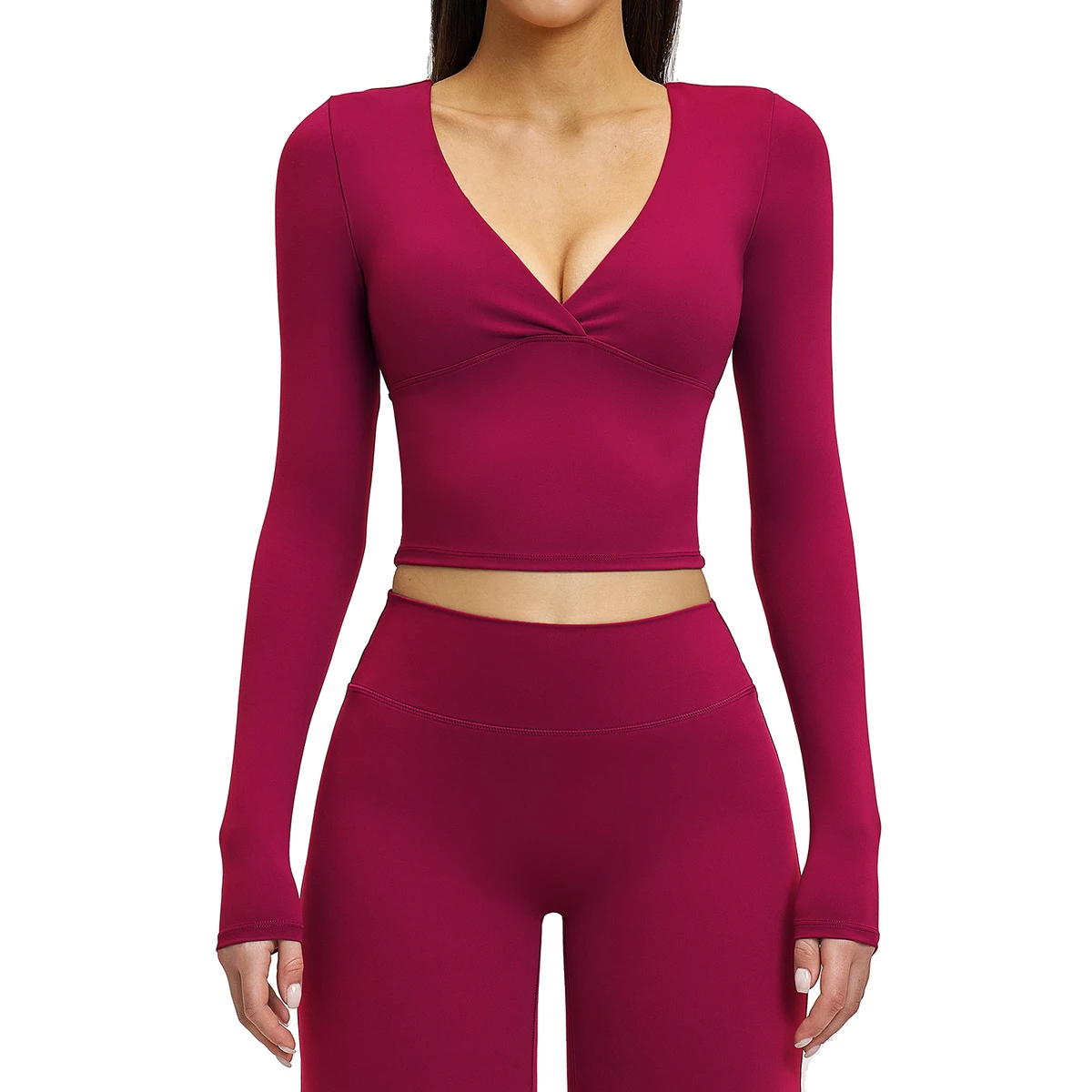 Women's Lightweight Breathable Four-Way Stretch Spandex/Nylon Pilates Yoga Long Sleeve Sports Top Fitness T-Shirt