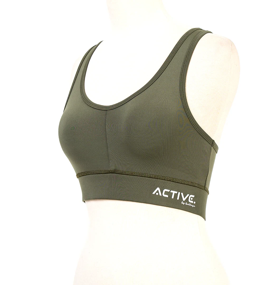 Women's Eco-Friendly Simple Lightweight High Support Racerback Sports Bra Comfort Seamless Four-Way Stretch Yoga Solid Front