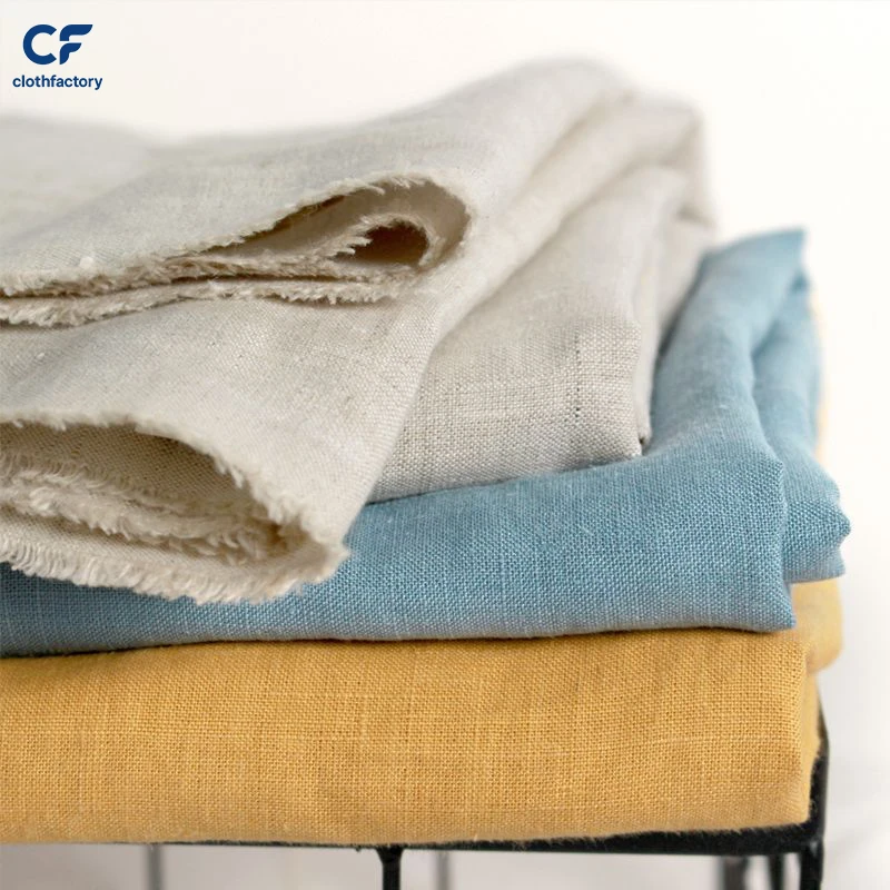 Wholesale Organic 100% Pure Linen Fabric Plain Woven Garment Medium Weight 150gsm for Girls & Boys Pants Dresses Shirts