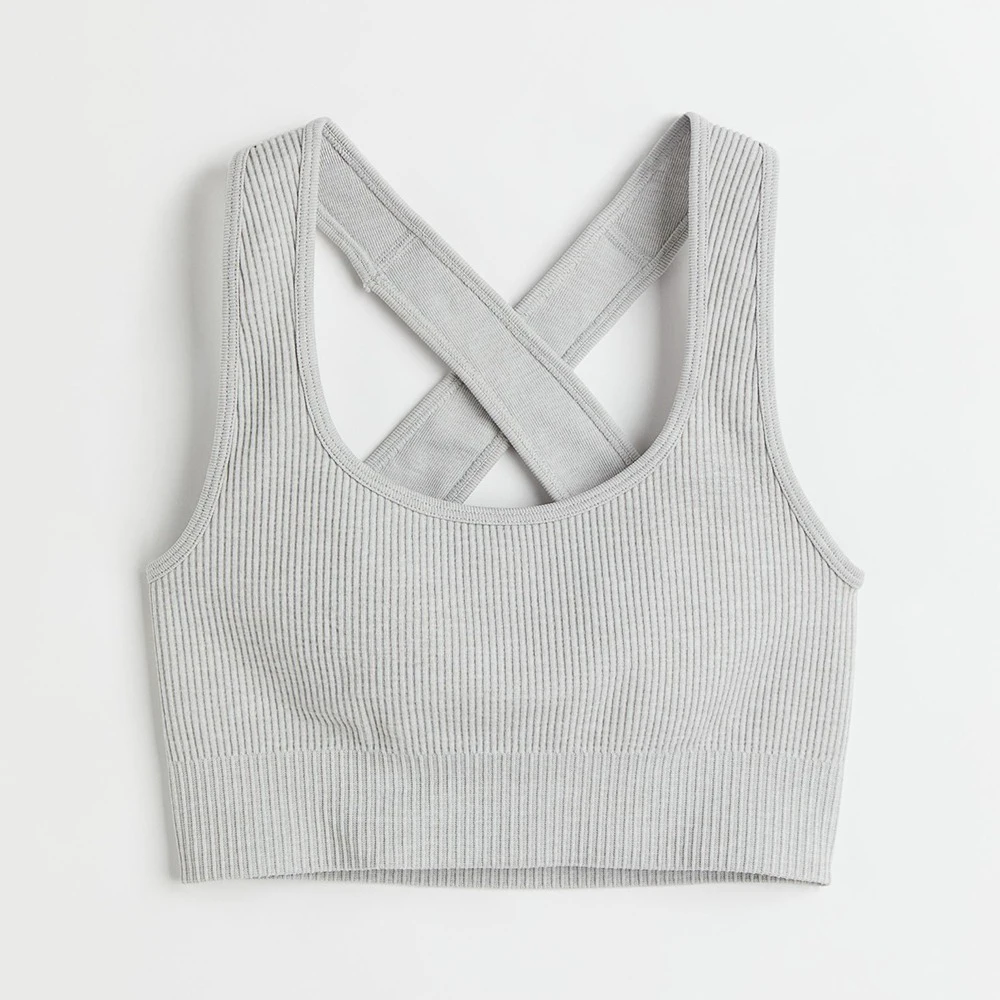 Women's Lightweight Breathable Windproof Spandex/Polyester High Quality 240g Fitness Gym Wear-round Neck Sleeveless Sports Bra