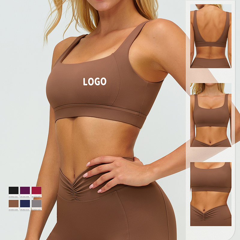Yoke Women's Backless U Neck Sexy Color Blocking Elastic Yoga Bras High Support Breathable Workout Women's Sports Bra
