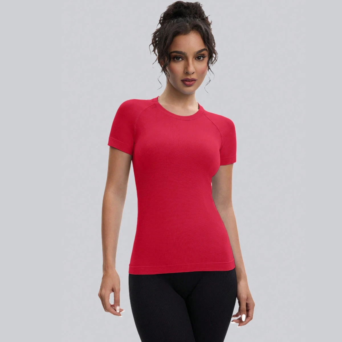 Women's Lightweight Breathable Athletic Gym Shirt Seamless Short Sleeve Workout Tops Yoga Workout Shirts