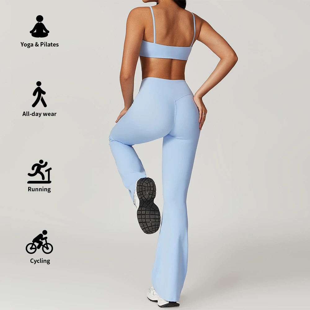 OEM High Quality Eco Friendly Activewear Workout Yoga Sets And 2 Piece Plus Size Flared Legging Gym Fitness Sets