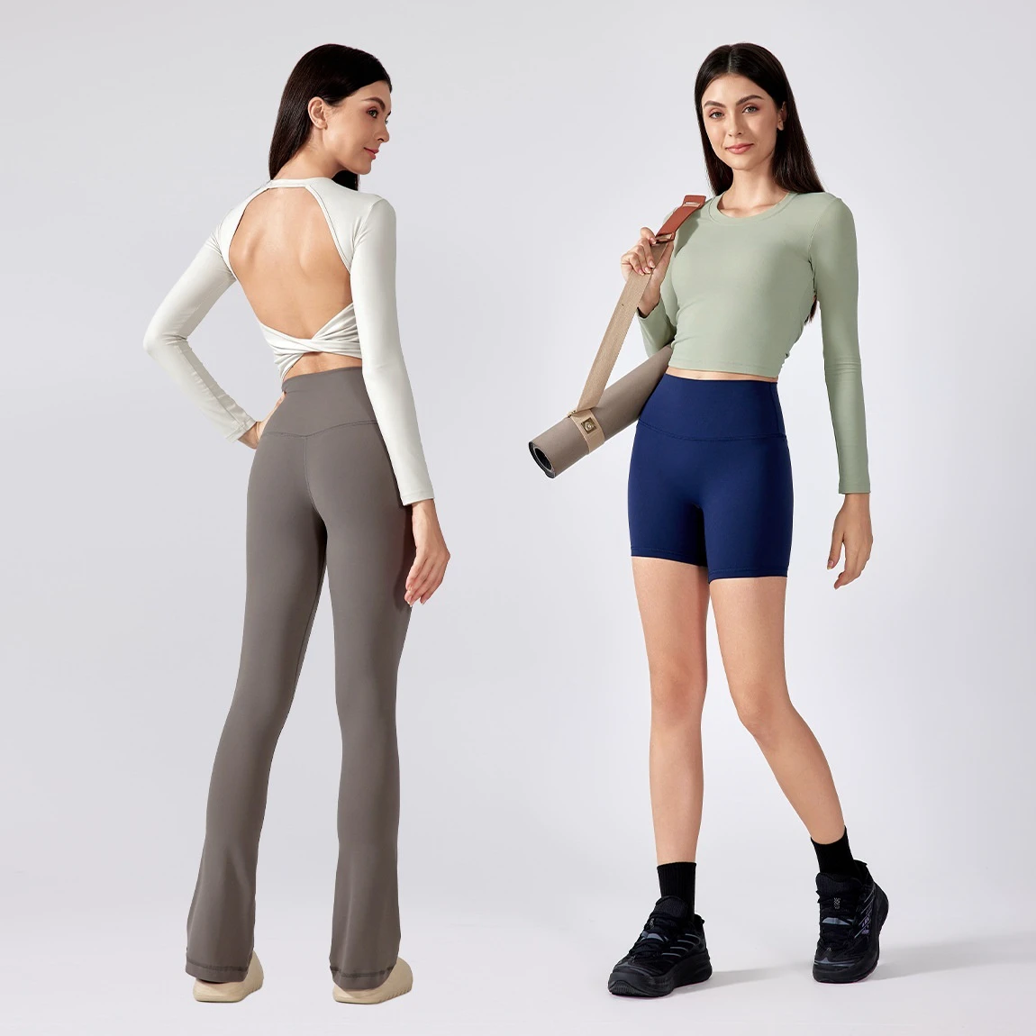 Autumn Nude Feel Shaping Yoga Top Women Short Backless Breathable Spandex/Nylon Tight-Fitting Long Sleeve Chest Pads Sports
