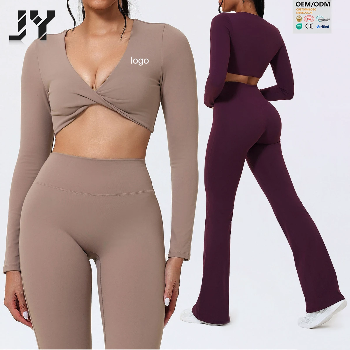 Joyyoung High Quality Solid Color Moisture Wicking Activewear Custom Workout Yoga Long Sleeve Breathable Women's Sports Top