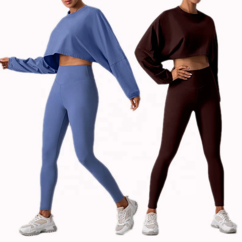 2024 New Fitness Clothing Workout Sets Long Sleeve Crop Top Sports Gym Leggings Workout Sets For Women