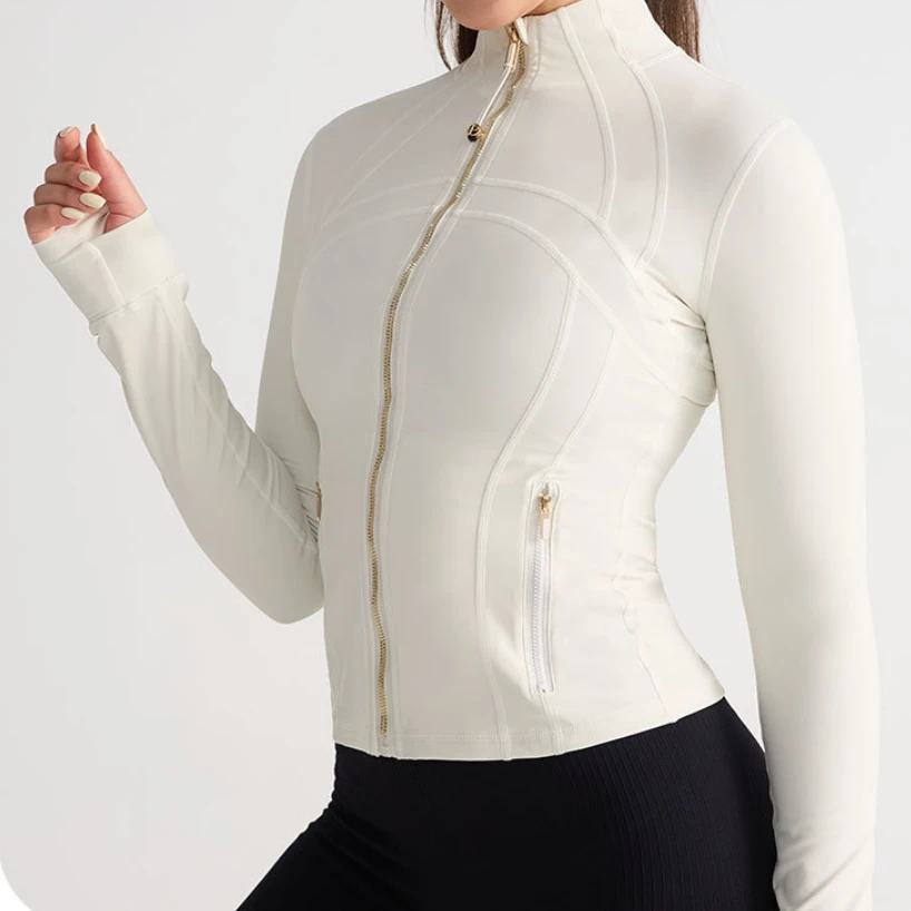 Full Zipper Pilates Yoga Tops Long Sleeve Quick-Drying Fitness Clothing Breathable Sun Protection Tops for Women