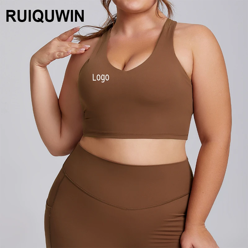 RUIQUWIN Wholesale Plus Size Women's High Stretch Sports Bra High Support Breathable Yoga Vest Lightweight Soft Workout Top