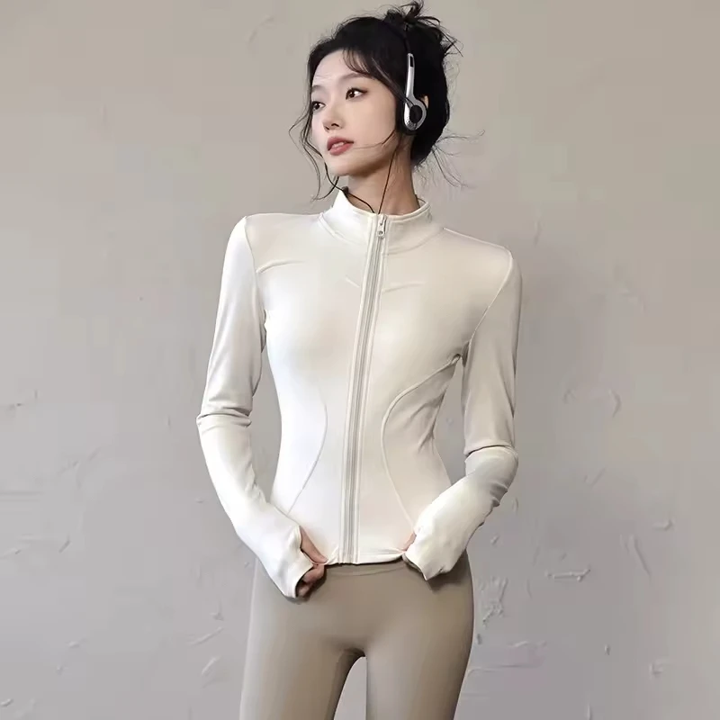 New Arrival Fitness Sports Full Zip Running Jacket High Elastic Quick-drying Autumn Sport Yoga Top Slim-fit Workout Coat Shirt