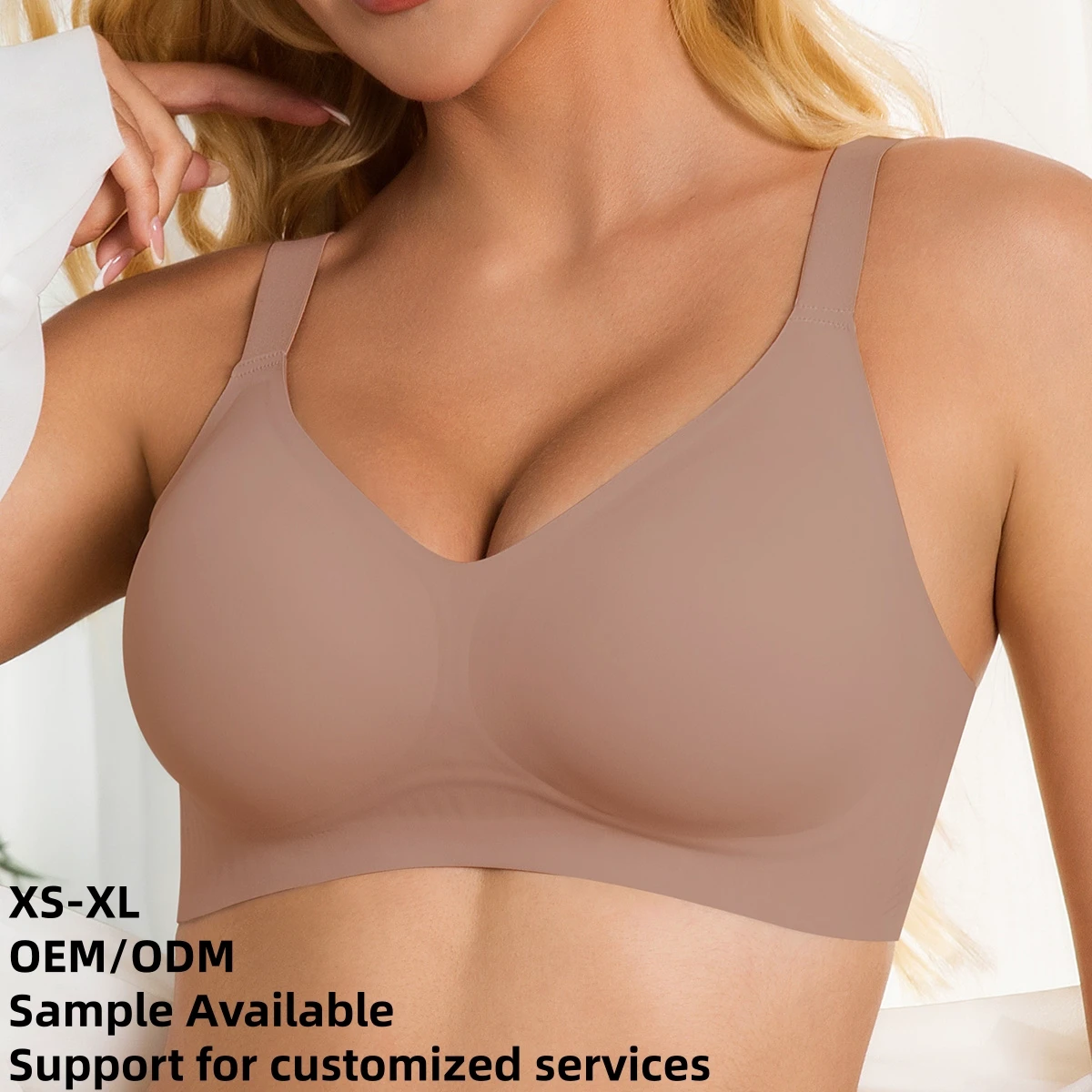 TK Popular Thin Style Jelly Gel Soft Support Push-Up Unwired Bra Anti-Sag Seamless Wire-Free U-Back Sporty Women Sports Gym Bra