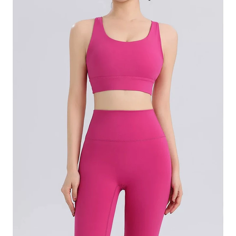 Womens Yoga Sports Suit One Piece Vest Style Bra with High Waist Hip Lifting Yoga Pants Fitness Yoga Set