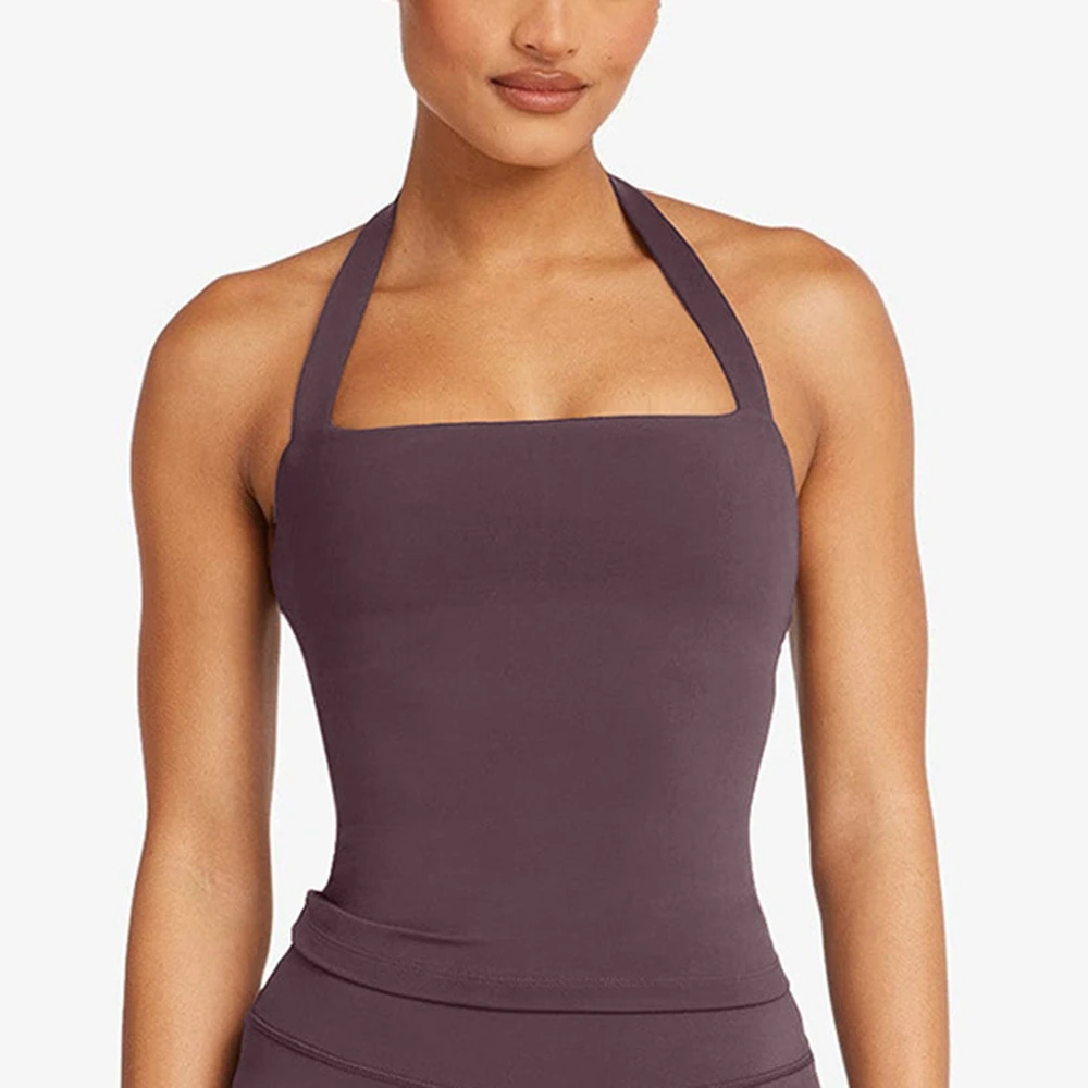 CIYING Women's Halter Neck Yoga Tank Top Sexy Backless Athletic Vest Push up Shockproof Gym Fitness Sports Top