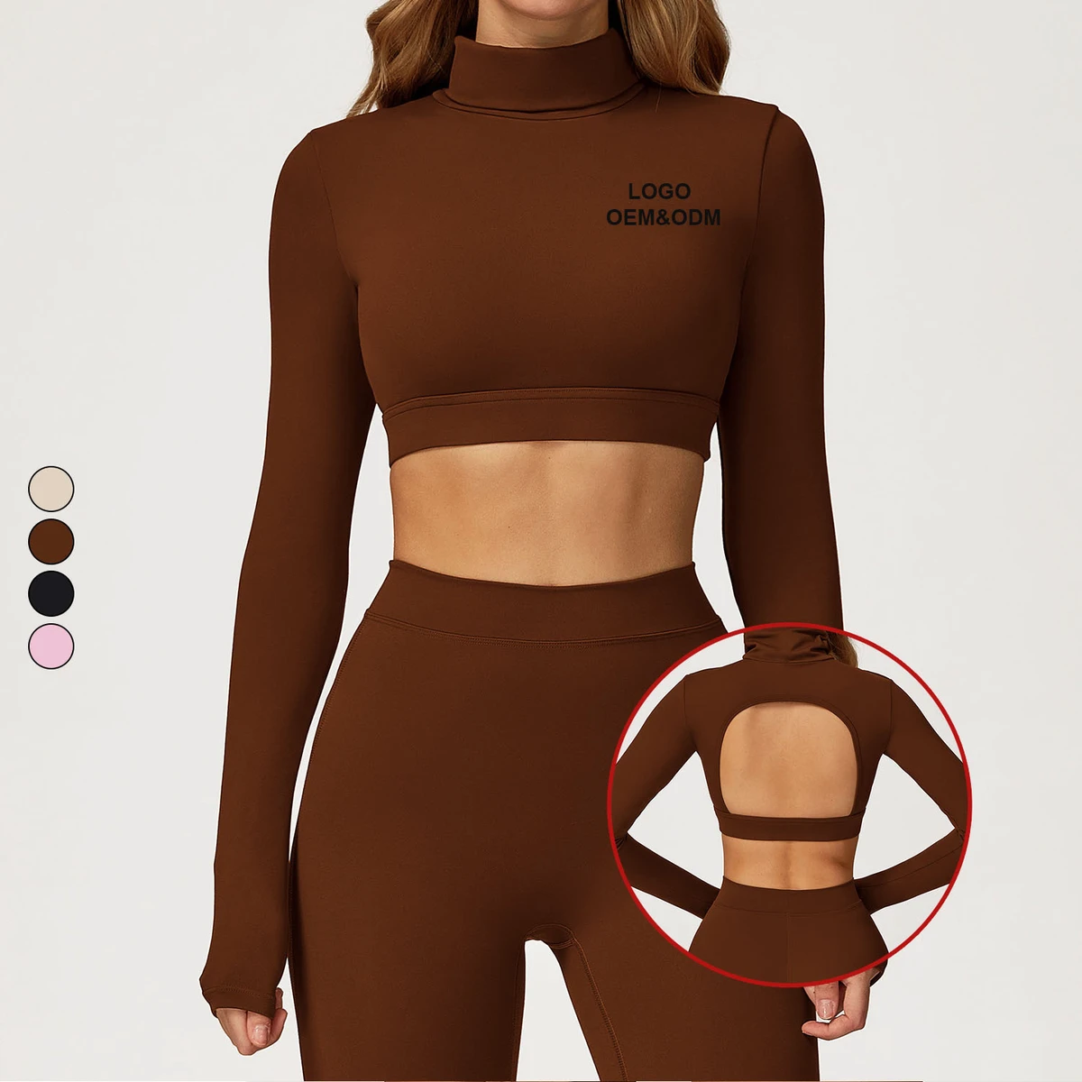 Women's Long Sleeved Crop Top with Hollowed Out Back Design for Outdoor Sports Running Fitness Yoga Top