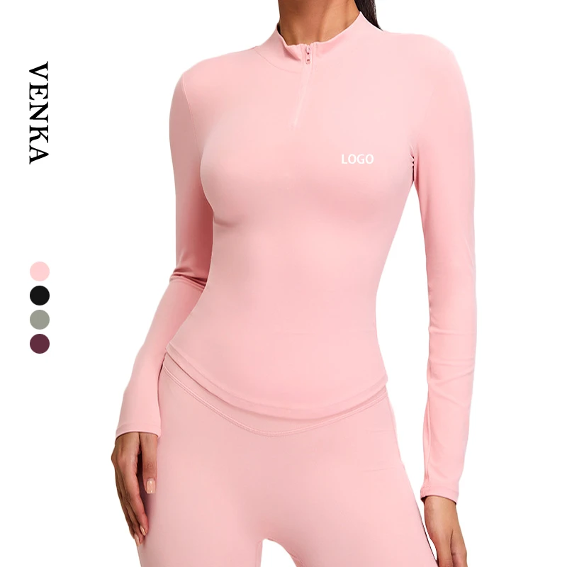 Women's Lightweight Long Sleeve Half Zip-Up Yoga Top Quick Dry Breathable Fitness Shirt for Winter Autumn Exercise Plus Size