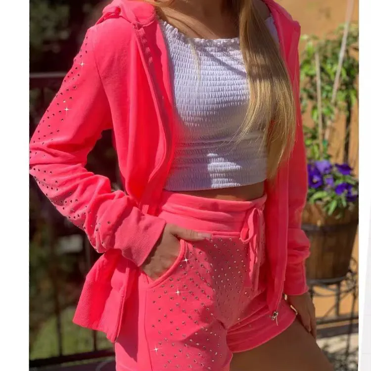 Women's Tracksuits pink Hooded Crop Top Workout Trouser 2 Piece Set Women Running Jogging Sport Suit Yoga Wear