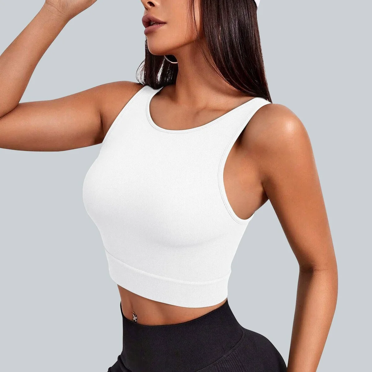 Seamless High Elastic Nylon Yoga Tank Top Women's Breathable Athletic Shirt for Running Outdoor Sports