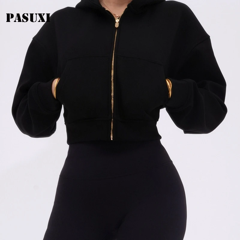 PASUXI Womens Full Zip Yoga Jacket Slim Fit Athletic Running Track Top Lightweight Breathable Seamless Workout Sports Coat