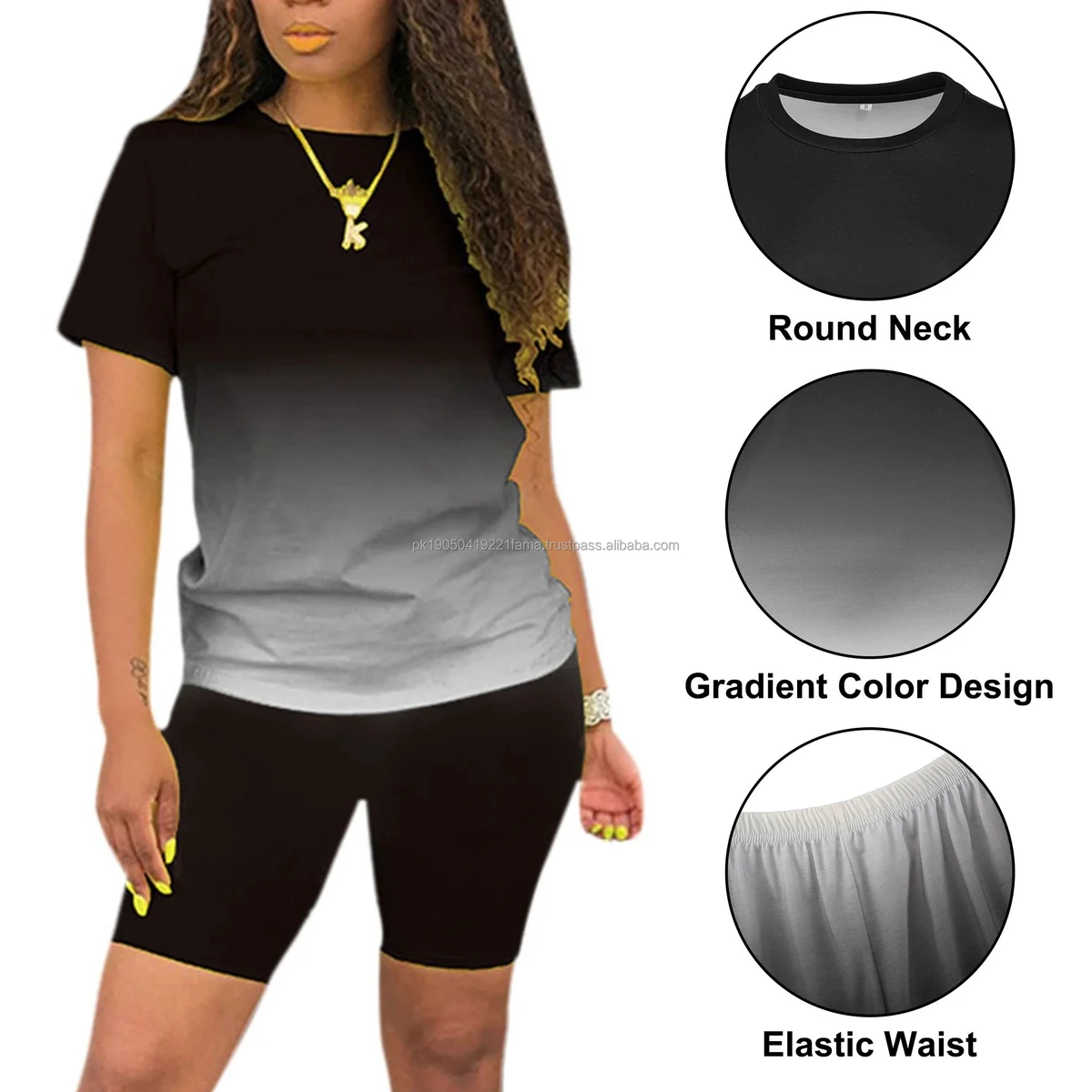 Women's Summer High Waist Scrunch Bum Yoga Gym Fitness Sports Top Breathable Quick Dry Polyester/Nylon Workout Set