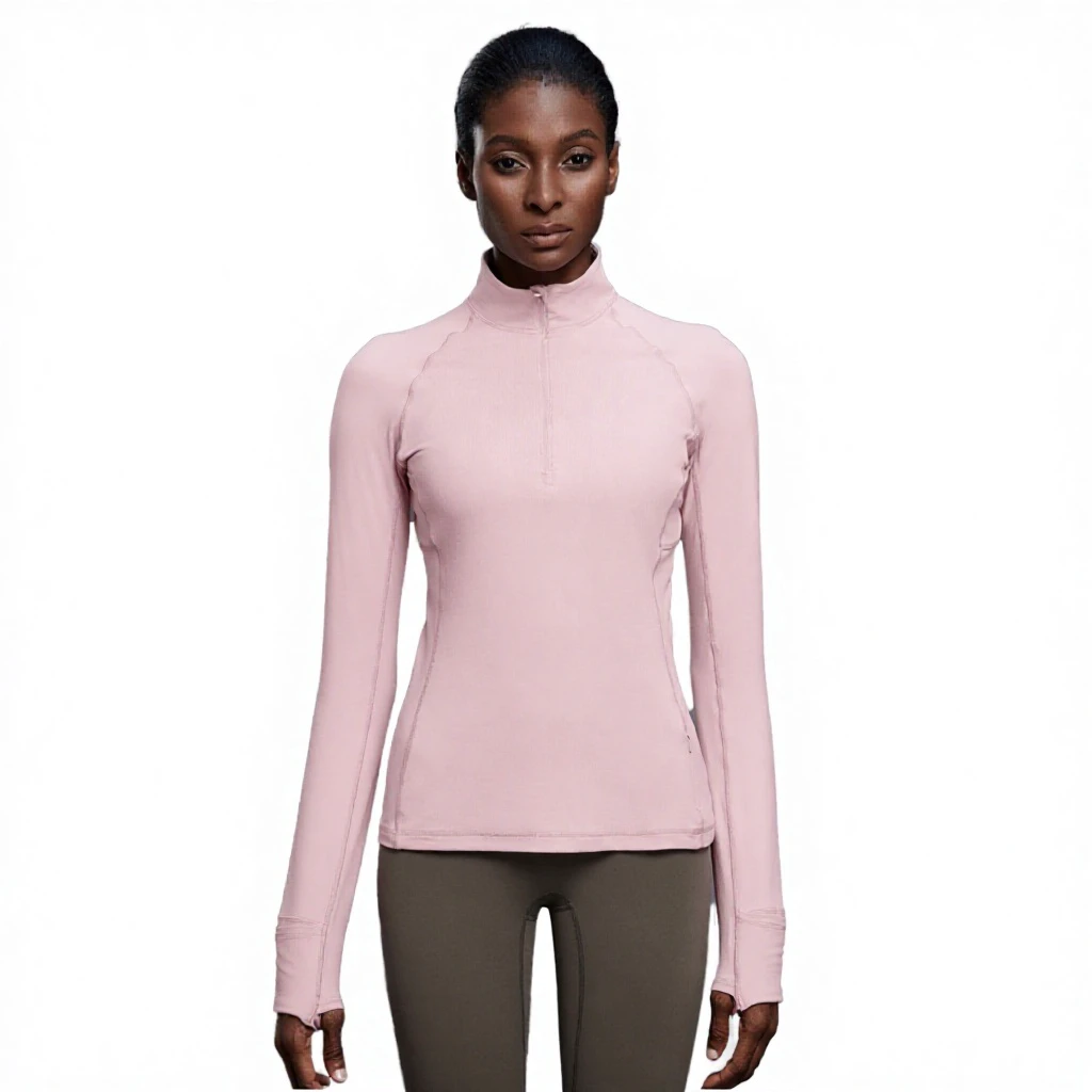 Long Sleeve with Thumbholes Workout Tops Quick Dry Quarter Zip Pullover Crop Yoga Athletic Slim Fit Shirts