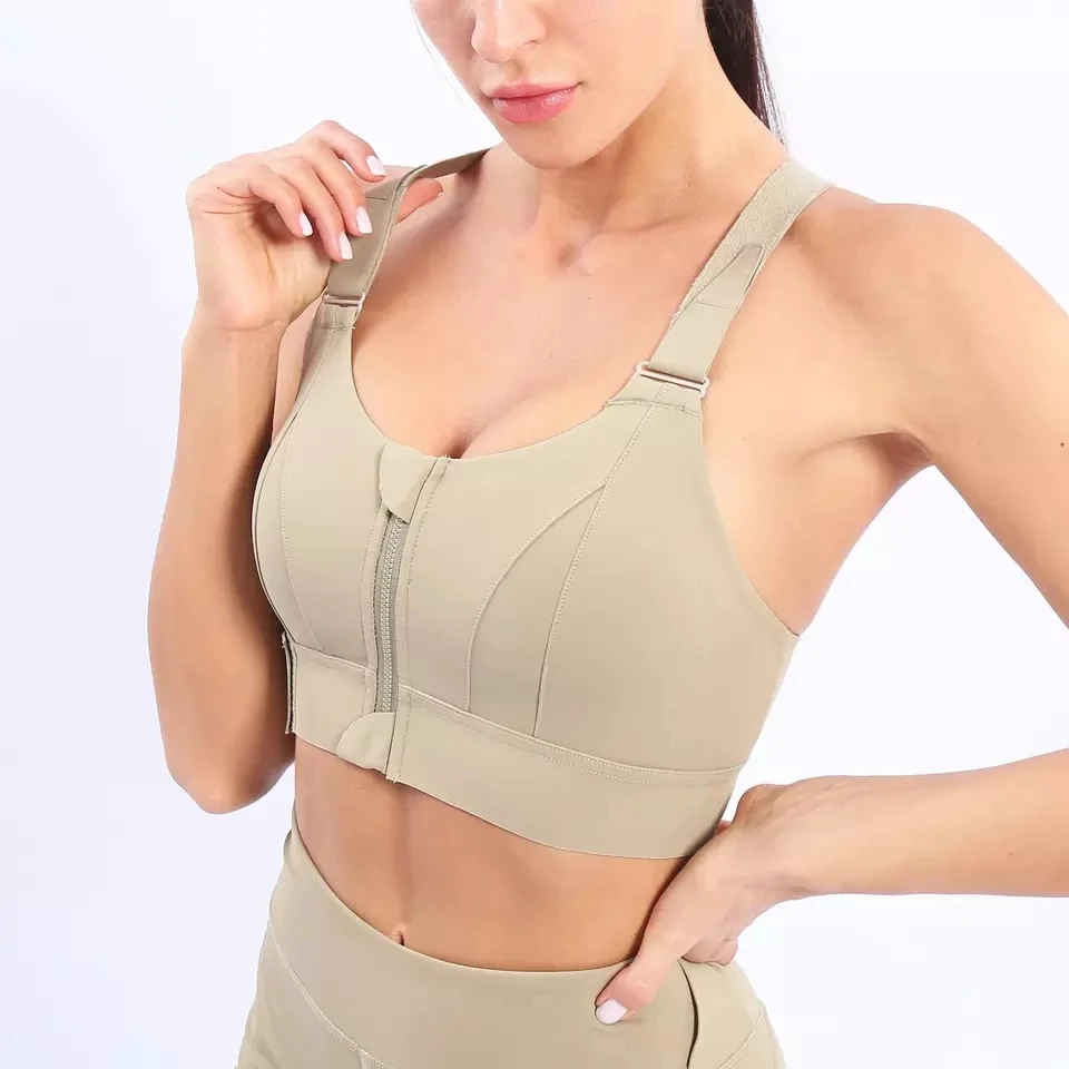 New Arrival High Support Women Back Adjustable Sport Bras Fitness Breathable Bra Gym Bra With Zipper Ladies Sports Top Wear