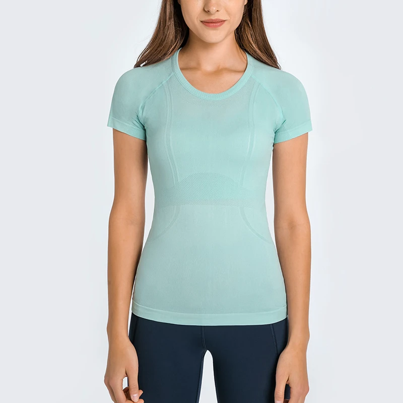 Spring and Summer New Women's Short-sleeved Round Neck Sports T-shirt Running Fitness Tops Slim Breathable Yoga Short-sleeved