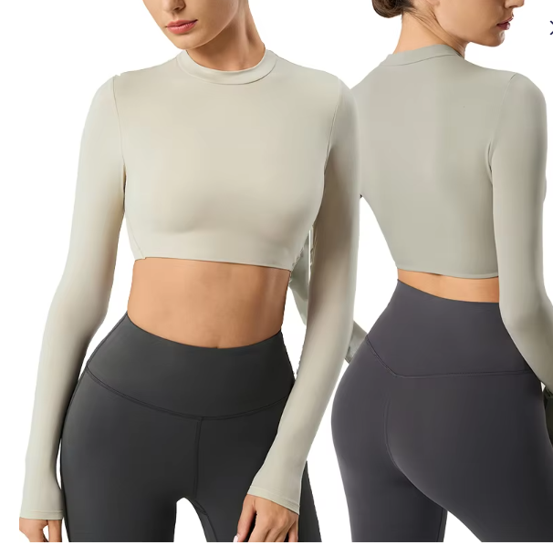 4 Way Stretch 20 Spandex Spot Seamless Tight High Elastic Pilates Running Sports Fitness Long Sleeve Yoga Top