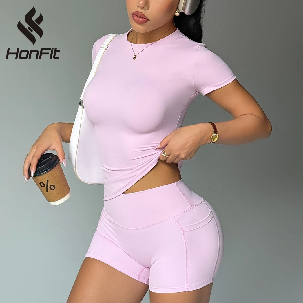 Wholesale Custom Logo Plain Blank Sports 2 Piece Yoga Shorts Set Quick Dry Gym Workout Training Fitness Yoga Sets for Women