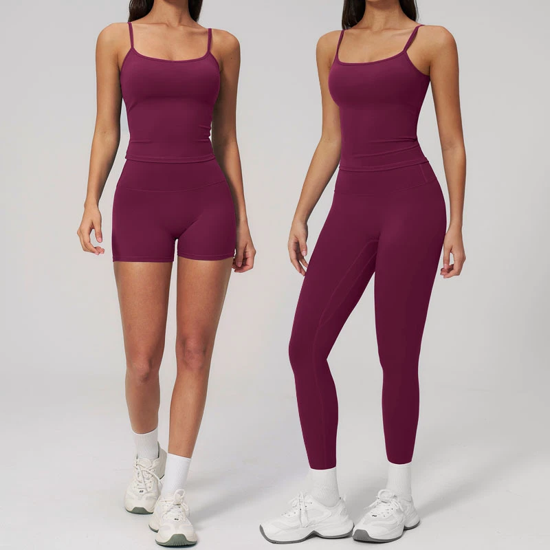 Hot Selling Women Yoga Set Adjustable Tank Top High Waist Butt Lift Tummy Control Bottom High Elastic Slim Fit Outdoor Gym Set