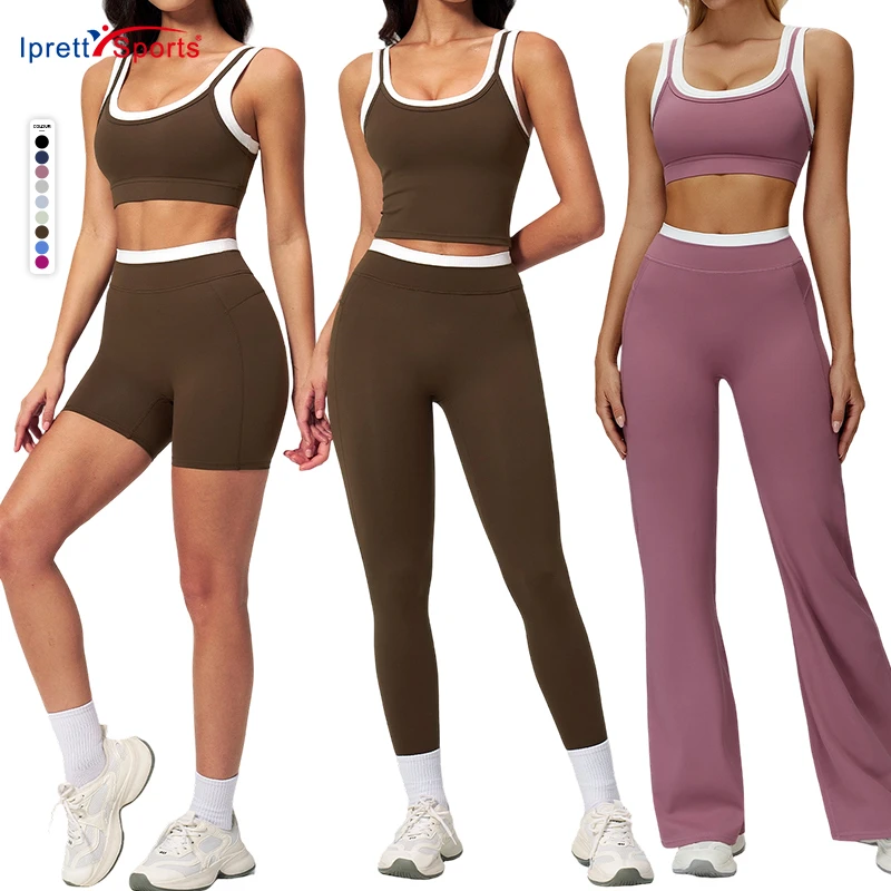 Two Piece Women's Sports Tank Top Yoga Pants Fitness Workout Gym Shorts Leggings Women Layered Sports Bras Set for Women Fitness